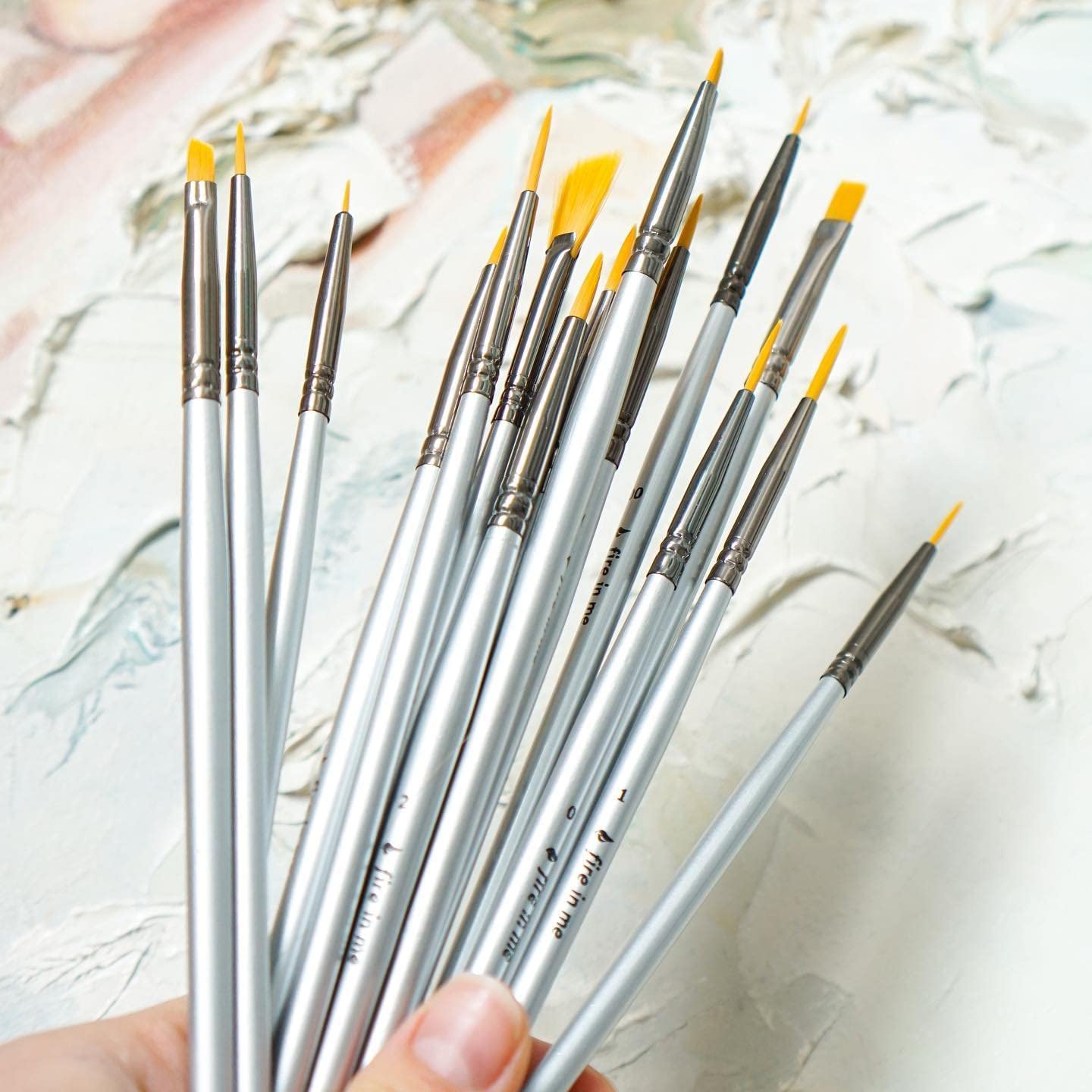 Premium Fine Detail Paint Brush Set of 15 pcs, Miniature Paint Brushes kit, Tiny Small Model Brushes for Acrylic Painting, Watercolor Oil - for Miniatures, Fine Detailing, Model, Art Hobby Supplies