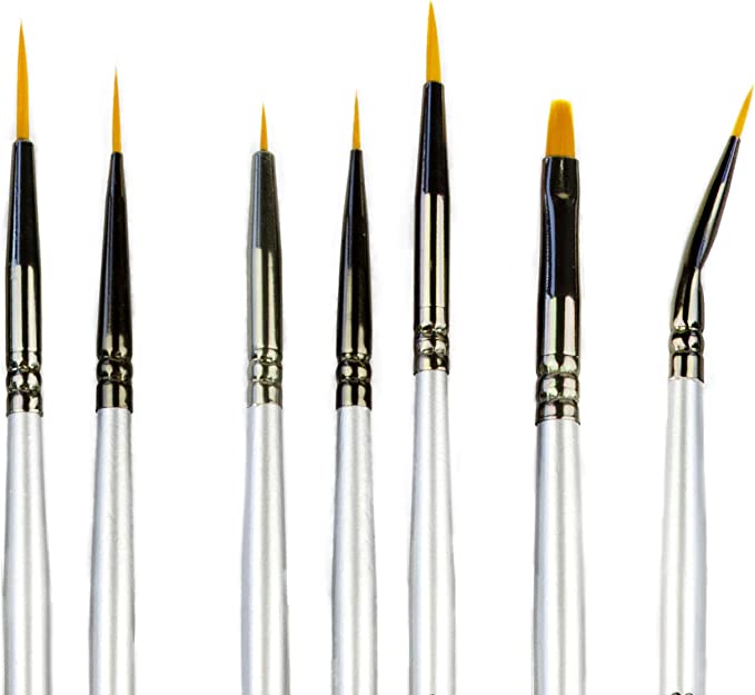 Model Miniature Paint Brushes - Small Detail Paint Brush Set - 7 pcs Model Paint Brushes for Miniature Painting, Fine Detailing – Tiny, Mini, Micro Fine Detail Paint Brushes Kits