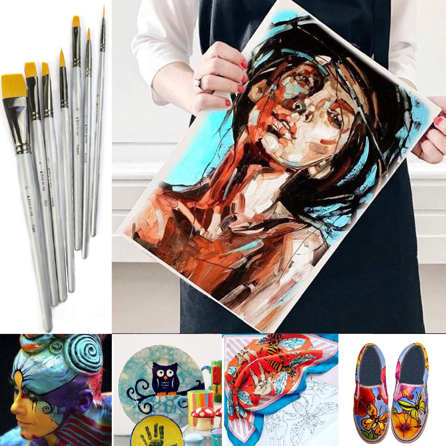 Art Paint Brushes for Acrylic Painting Watercolor Oil Gouache Body and Face  Paint Brushes for Adults Kids Best Artist Paint Brush Set 7pcs -  Norway